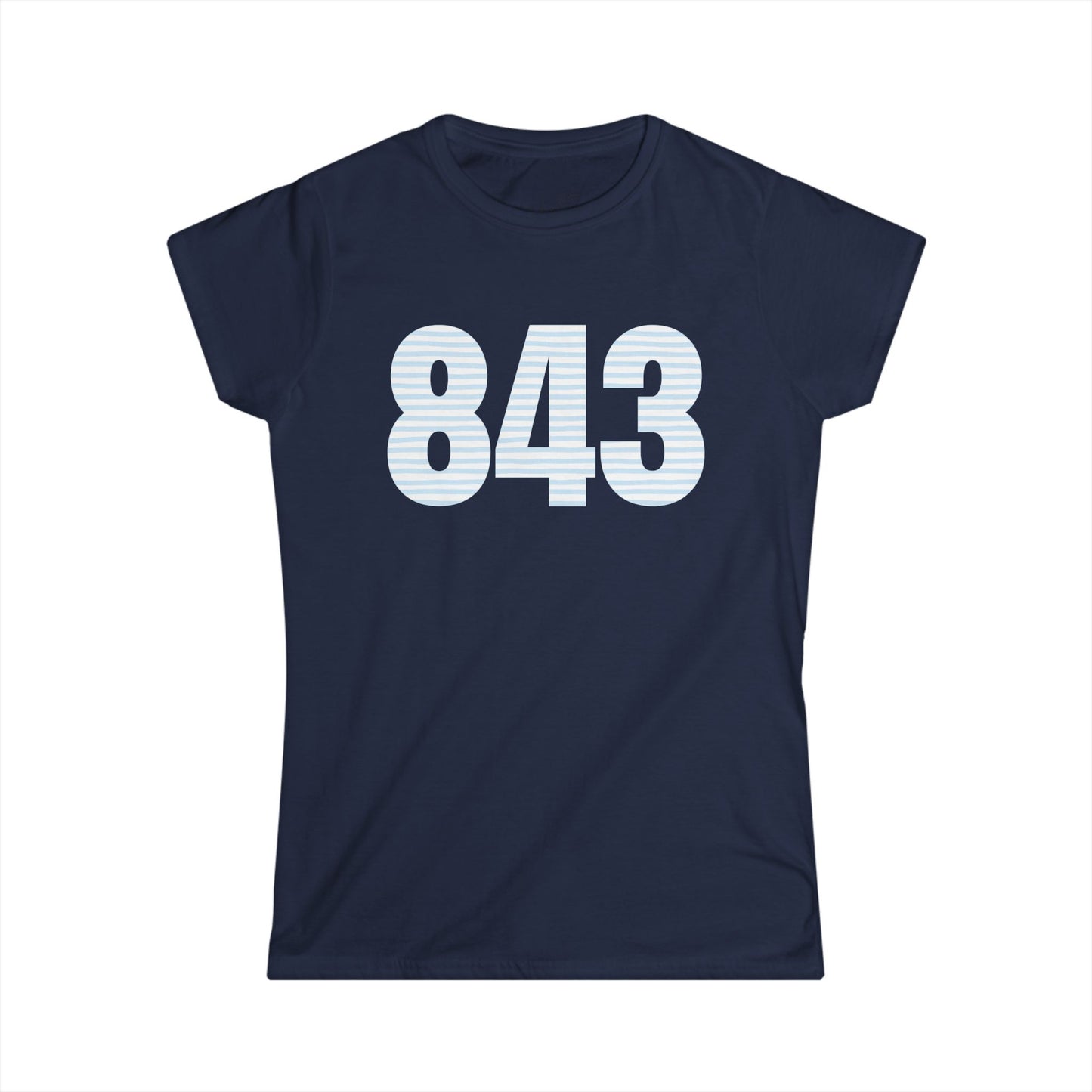 Preppy Striped 843 Women's Softstyle Tee - Casual Wear, Gift for Friends, Spring Fashion, Everyday Comfort, Unique Style