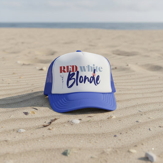 Red, White, and Blonde Foam 4th of July Trucker Hat