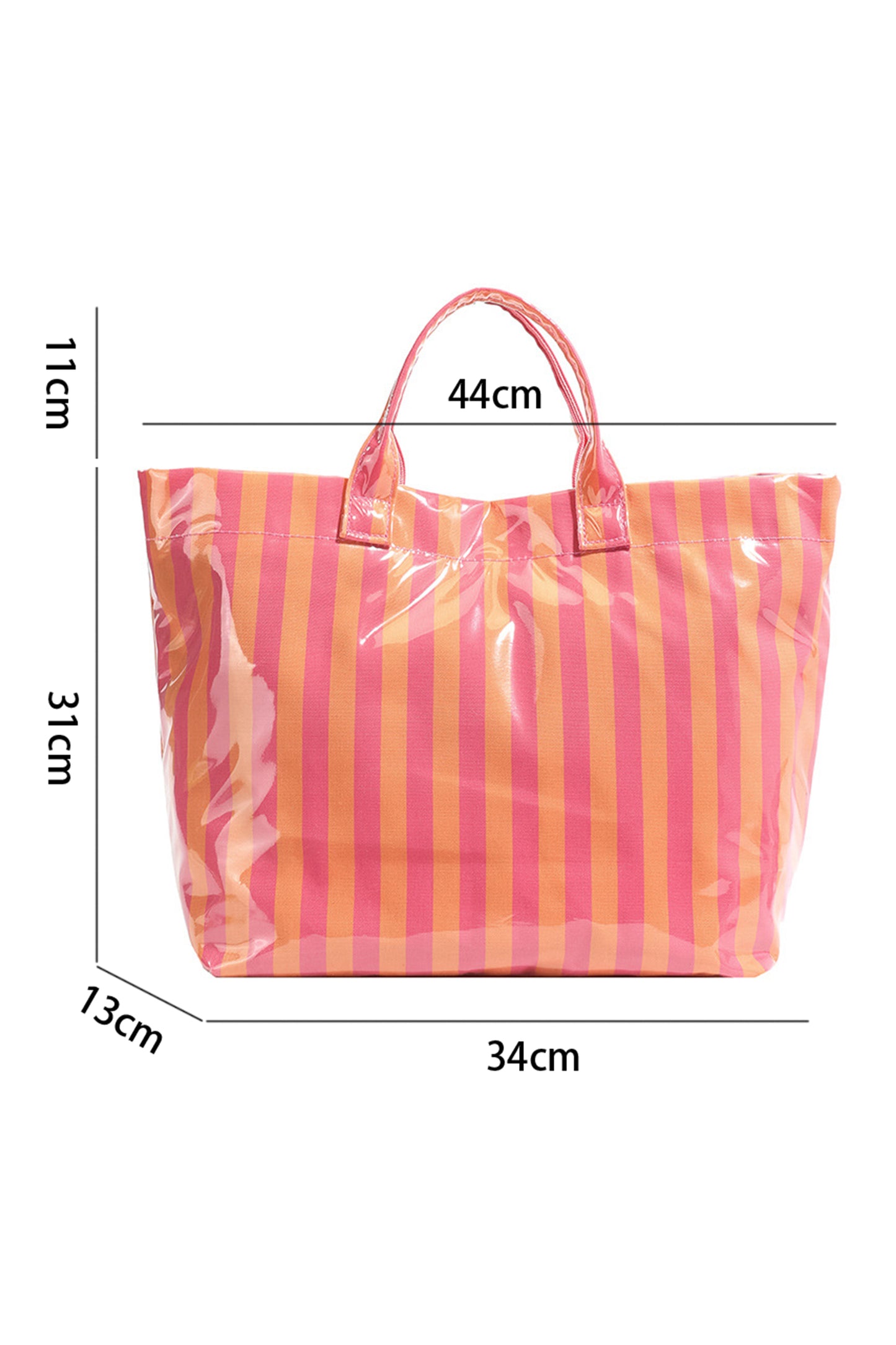 Yellow Cream Striped Waterproof Tote – Oversized Coastal Carryall Bag
