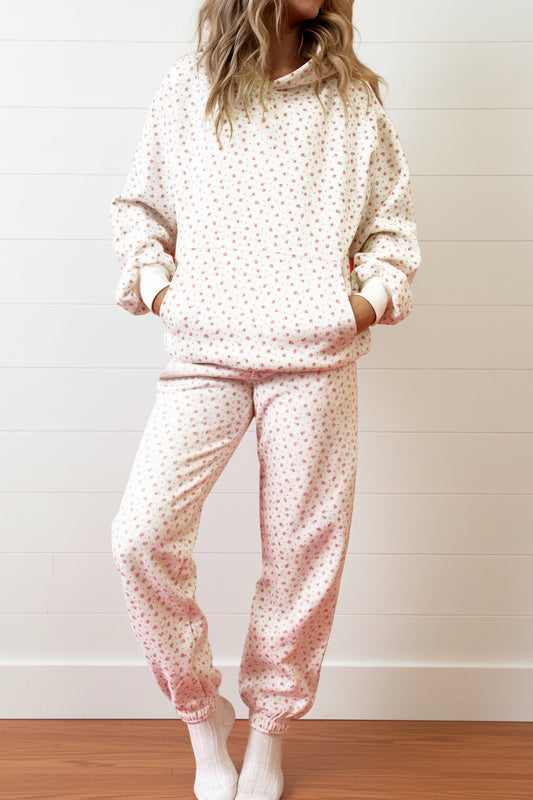 Pink Ditsy Floral Hooded Pant Set