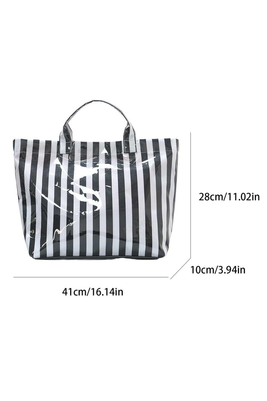 Striped Waterproof Tote – Oversized Coastal Carryall Bag