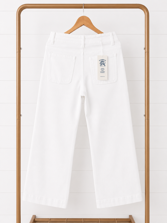 High Waist Stretch Jeans – Double Button Denim Pants