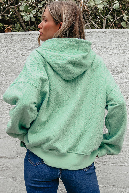 Moonlight Jade Cable Textured Hoodie – Oversized Cozy Sweatshirt