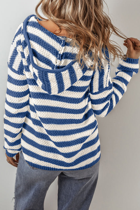 Blue Stripe Hooded Sweater