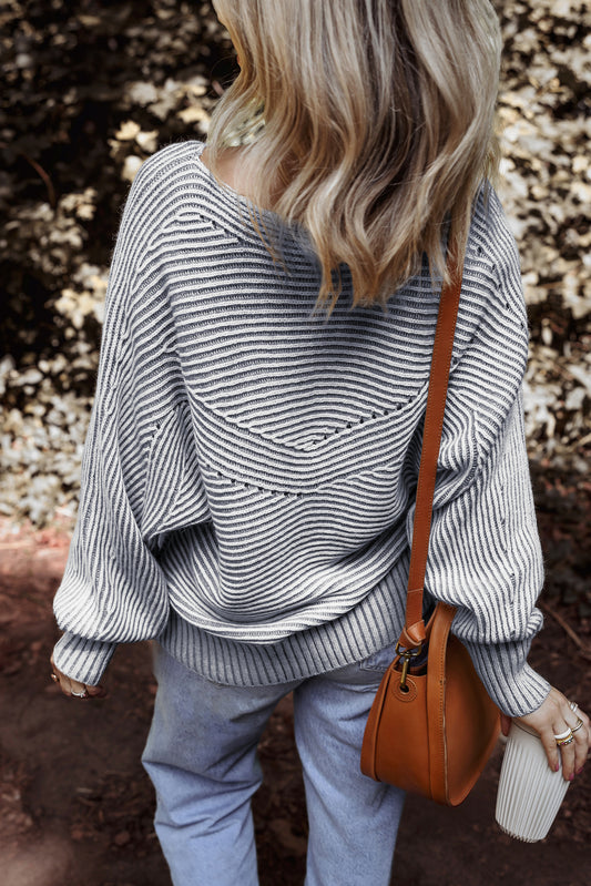 Ashleigh Blue Striped Ribbed Sweater