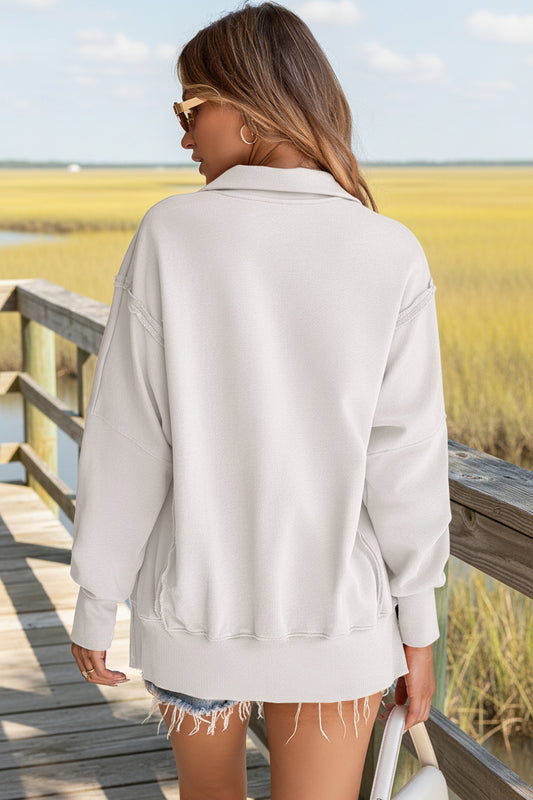Snap Collar Sweatshirt – Relaxed Coastal Layer