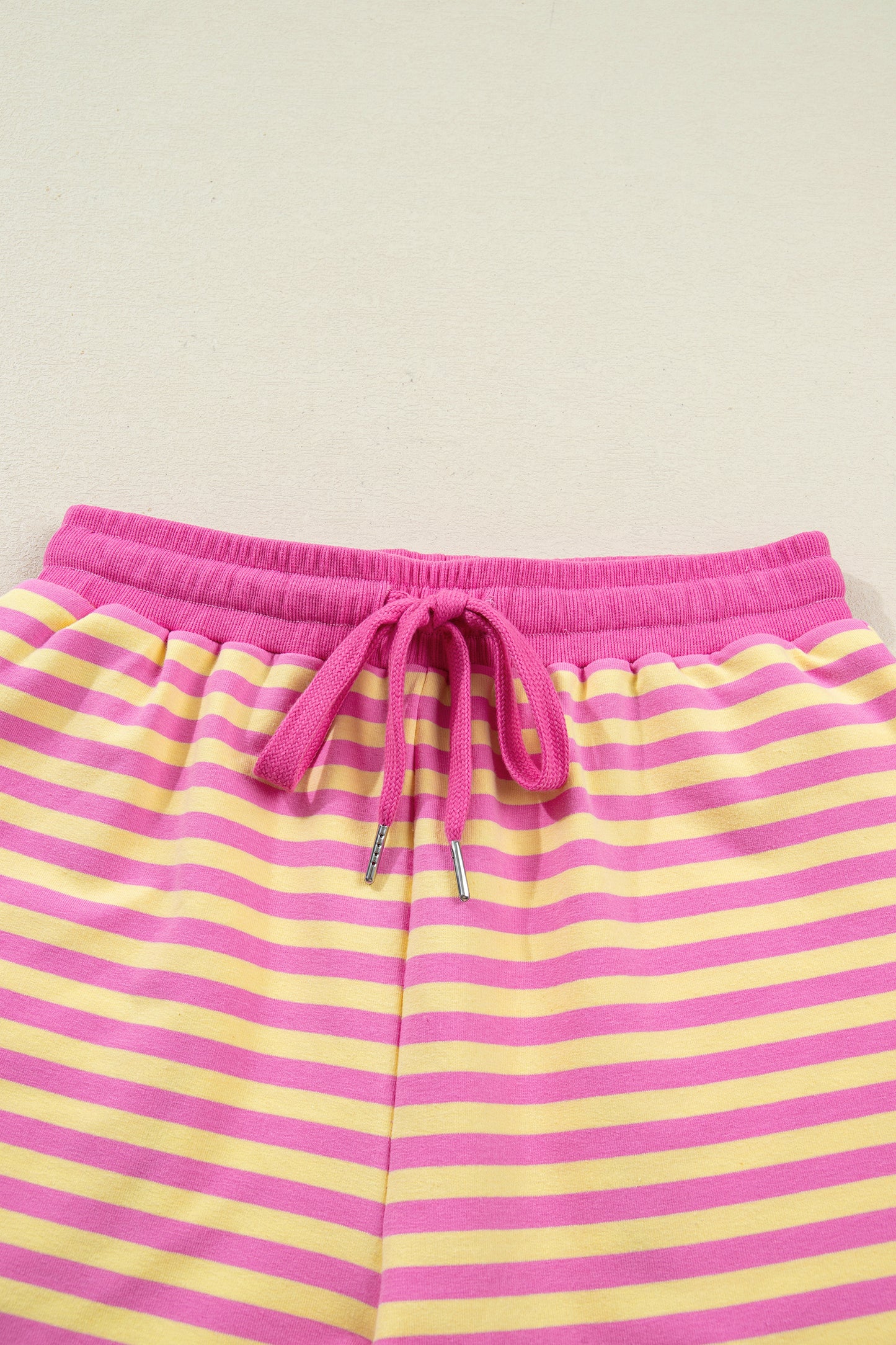 Stripe Terry Two Piece Short Set – Drop Shoulder Lounge Set