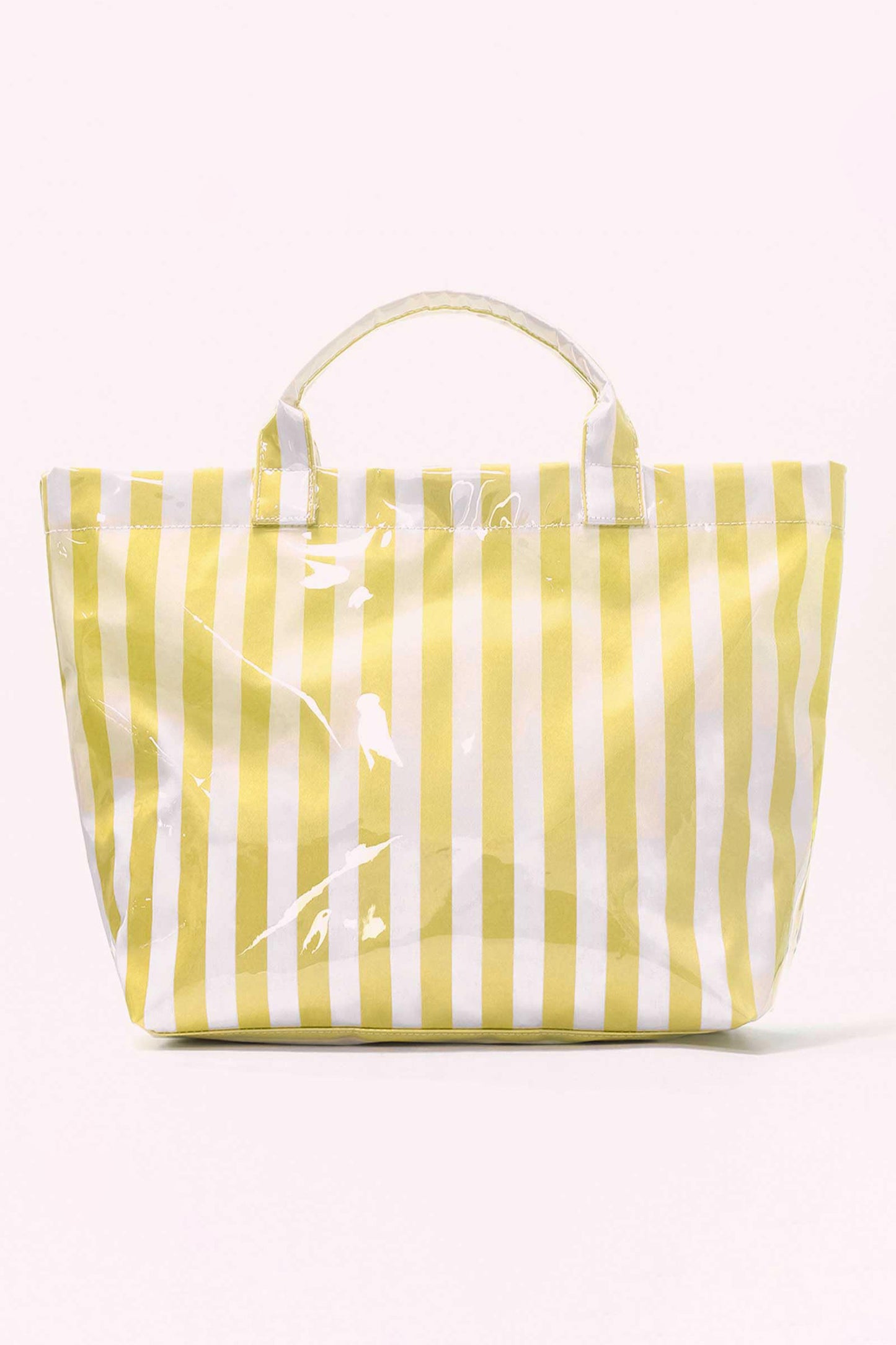 Yellow Cream Striped Waterproof Tote – Oversized Coastal Carryall Bag