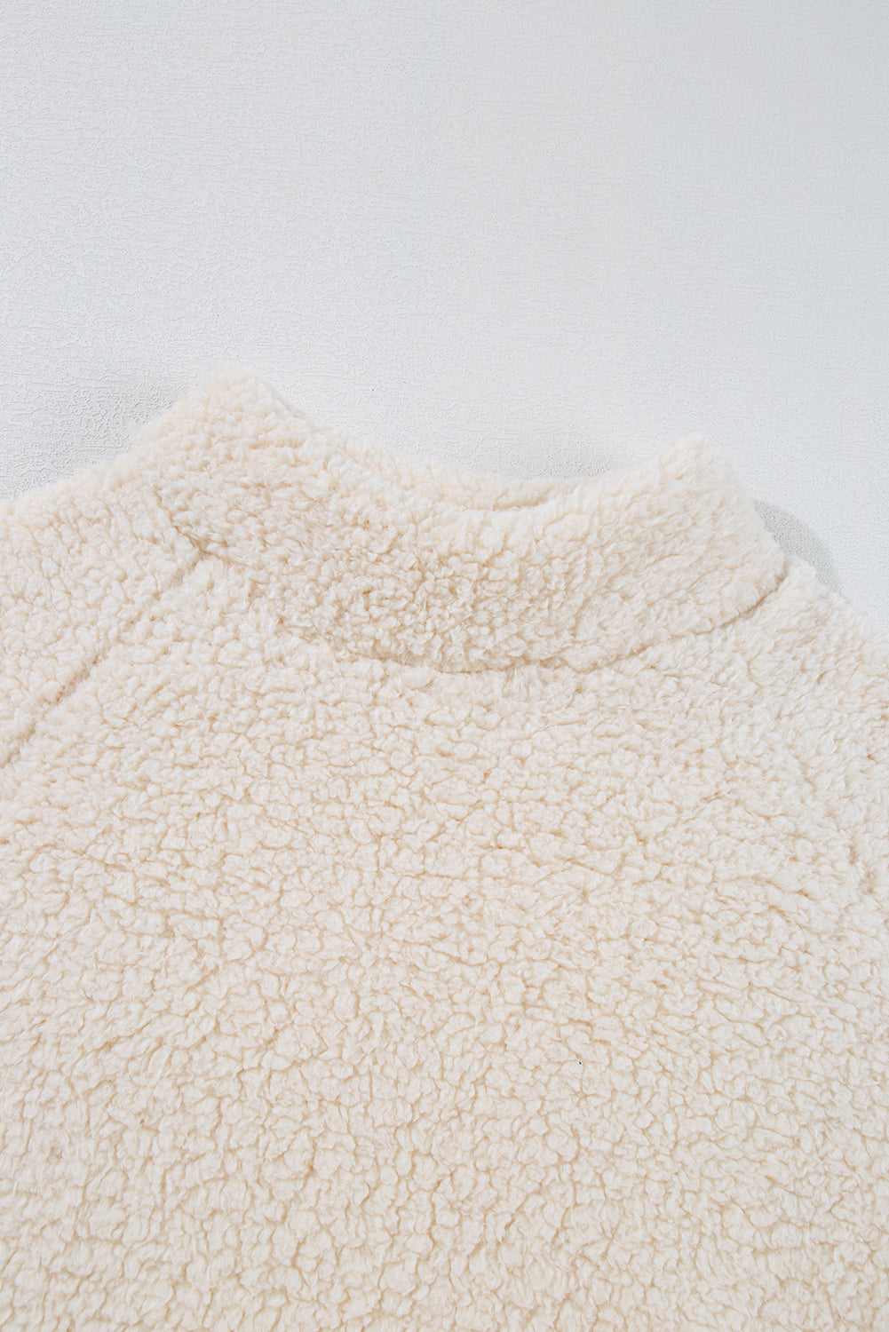 White Mock Neck Fleece Pullover