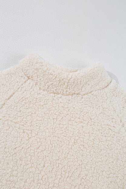 White Mock Neck Fleece Pullover