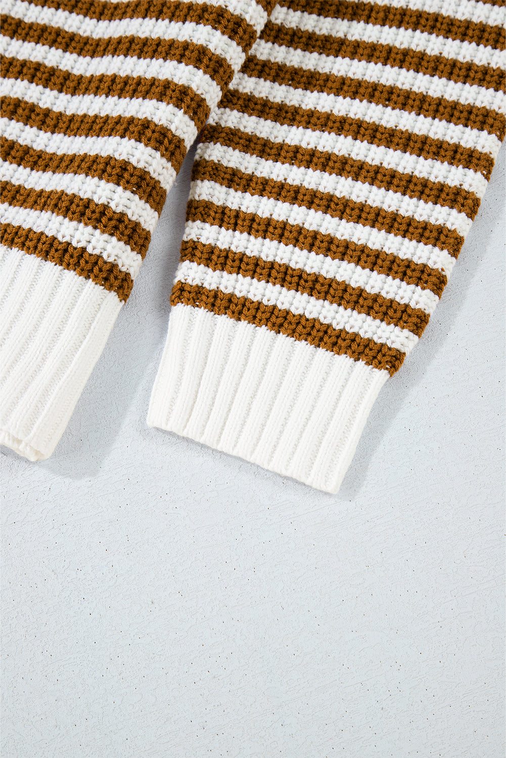 Striped Zip-Up Coastal Sweater – Khaki, Blue, & Black