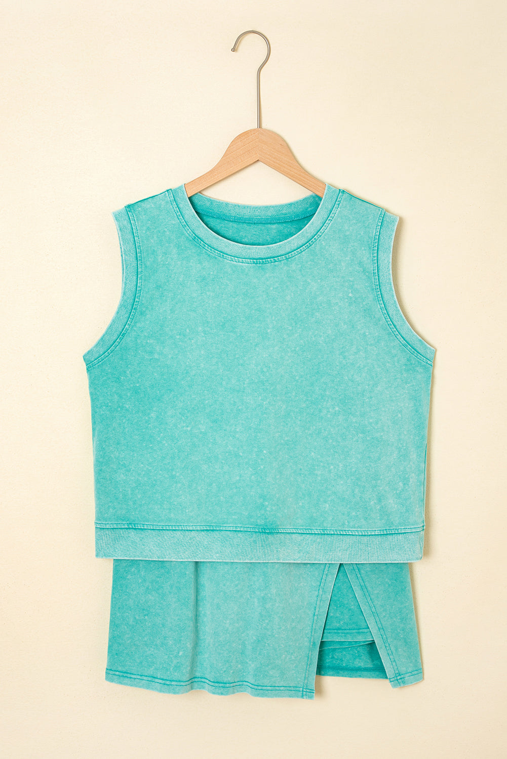Mineral Wash Two Piece Skirt Set – Sleeveless Tank & Split Skirt