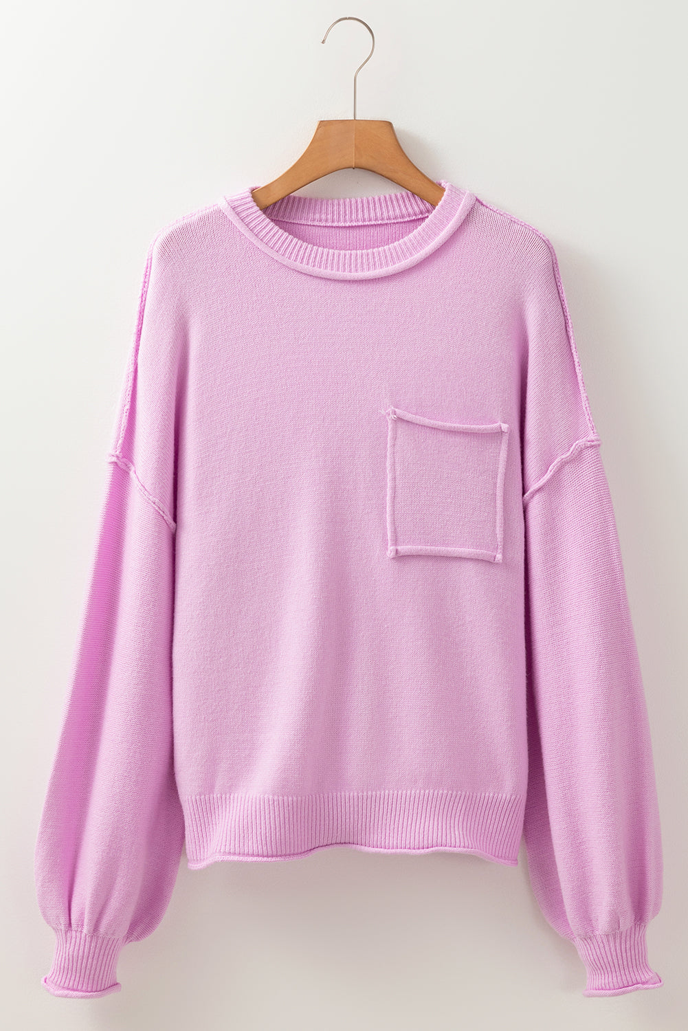 Pink Mock Neck Sweater – Relaxed Fit Balloon Sleeve Knit
