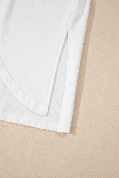 White V-Neck High-Low Oversized Top