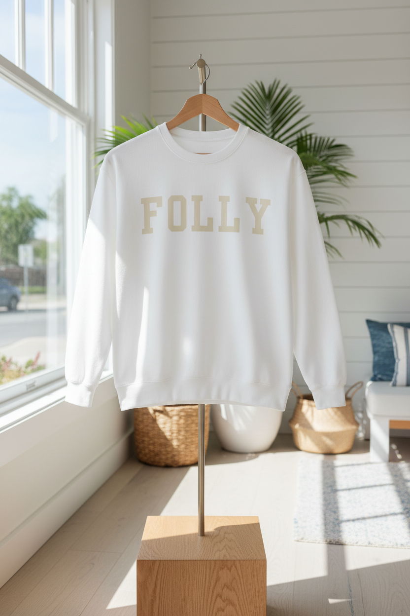 Coastal Collegiate Comfort: The Softstyle Folly Crewneck