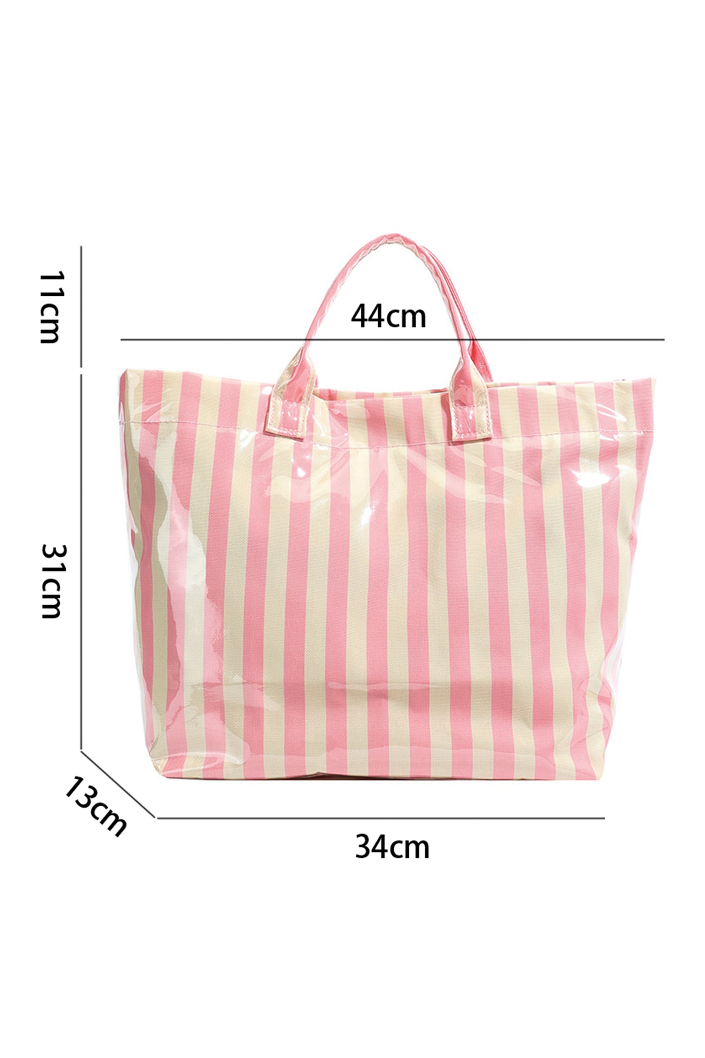 Yellow Cream Striped Waterproof Tote – Oversized Coastal Carryall Bag