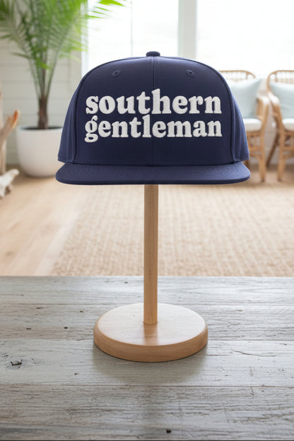 Embroidered Snapback Hat — 'Southern Gentleman' Bold Text Cap