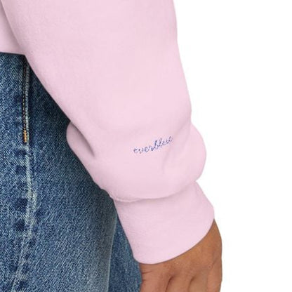 Beach Babe Crewneck – Slate Blue Embroidered Sun & Wave Design