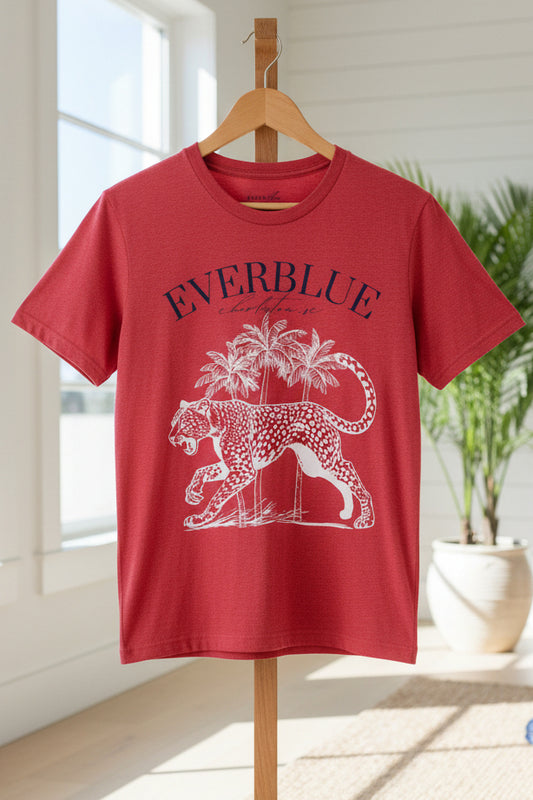 Vintage Cheetah & Palms Tee – Everblue Charleston Edition