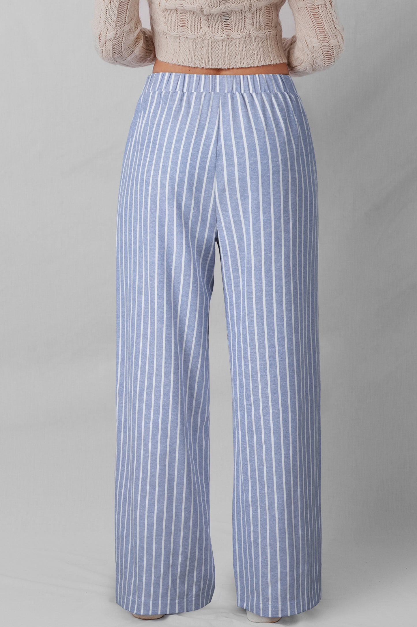Sky Blue Stripe Coastal Button Pant