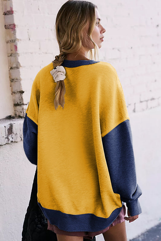 Colorblock Coastal Crewneck Sweatshirt – Yellow