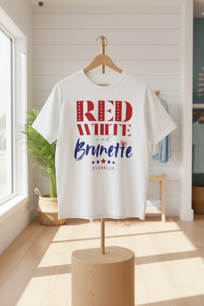 Red White and Brunette - 4th of July Oversized T-Shirt