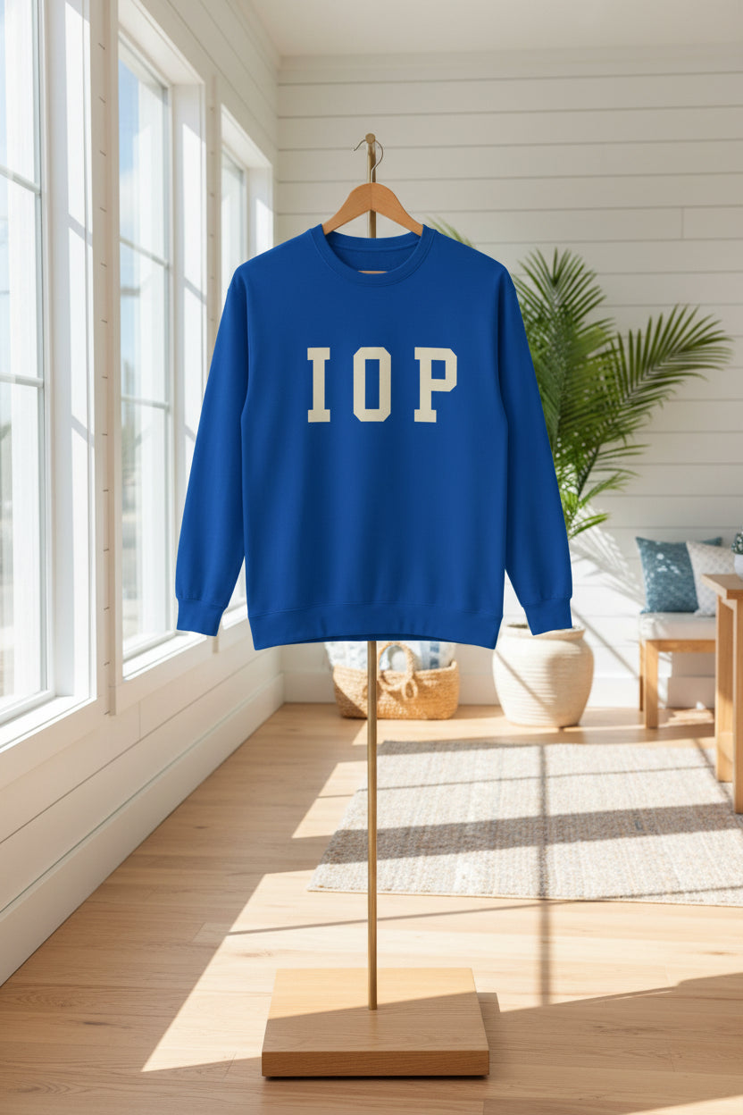 Coastal Collegiate Comfort: The Softstyle IOP Crewneck