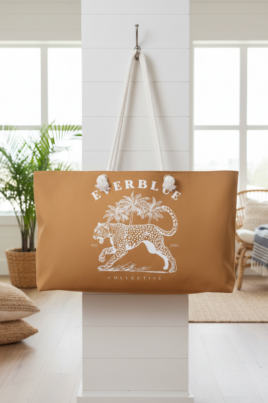 Cheetah Palm Weekender Bag - Caramel