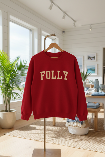 Coastal Collegiate Comfort: The Softstyle Folly Crewneck