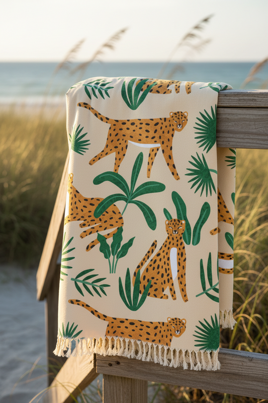 Boho Beach Boulder Cloth - Jungle Cheetah Design