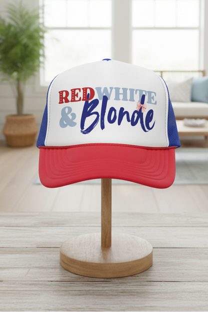 Red, White, and Blonde Foam 4th of July Trucker Hat