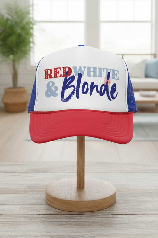 Red, White, and Blonde Foam 4th of July Trucker Hat