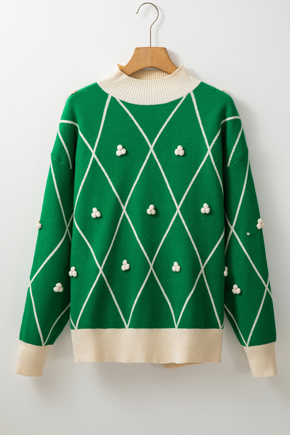Dark Green Mock Neck Christmas Sweater – Coastal Holiday Chic