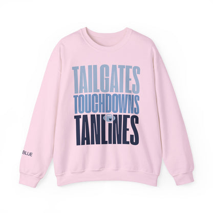 Tailgates, Touchdowns & Tanlines Crewneck – Gameday Shirt for Women – Southern Football Apparel