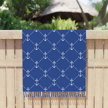 Boho Beach Boulder Cloth - Nautical Anchor Design
