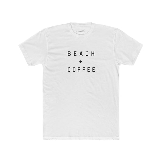 Beach + Coffee Unisex Cotton Crew Tee - Casual Summer Shirt
