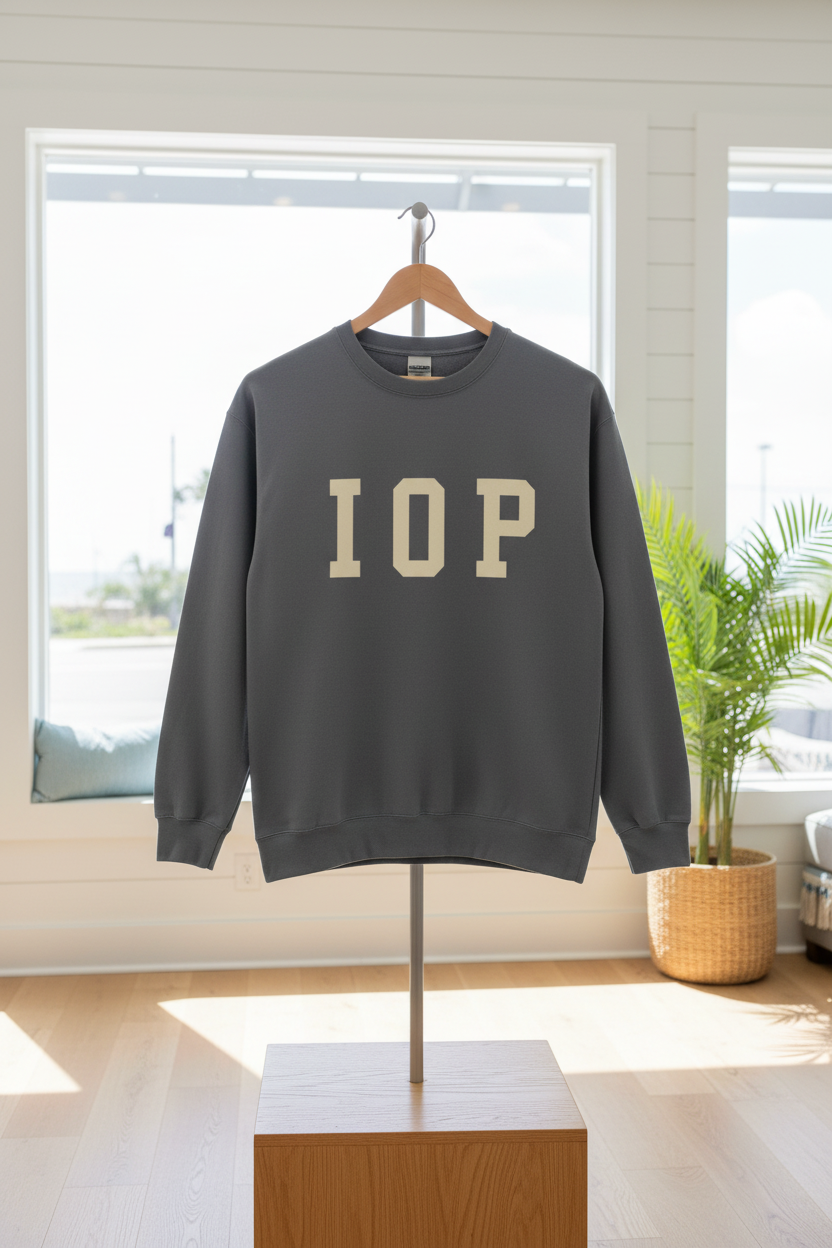 Coastal Collegiate Comfort: The Softstyle IOP Crewneck