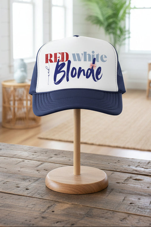 Red, White, and Blonde Foam 4th of July Trucker Hat