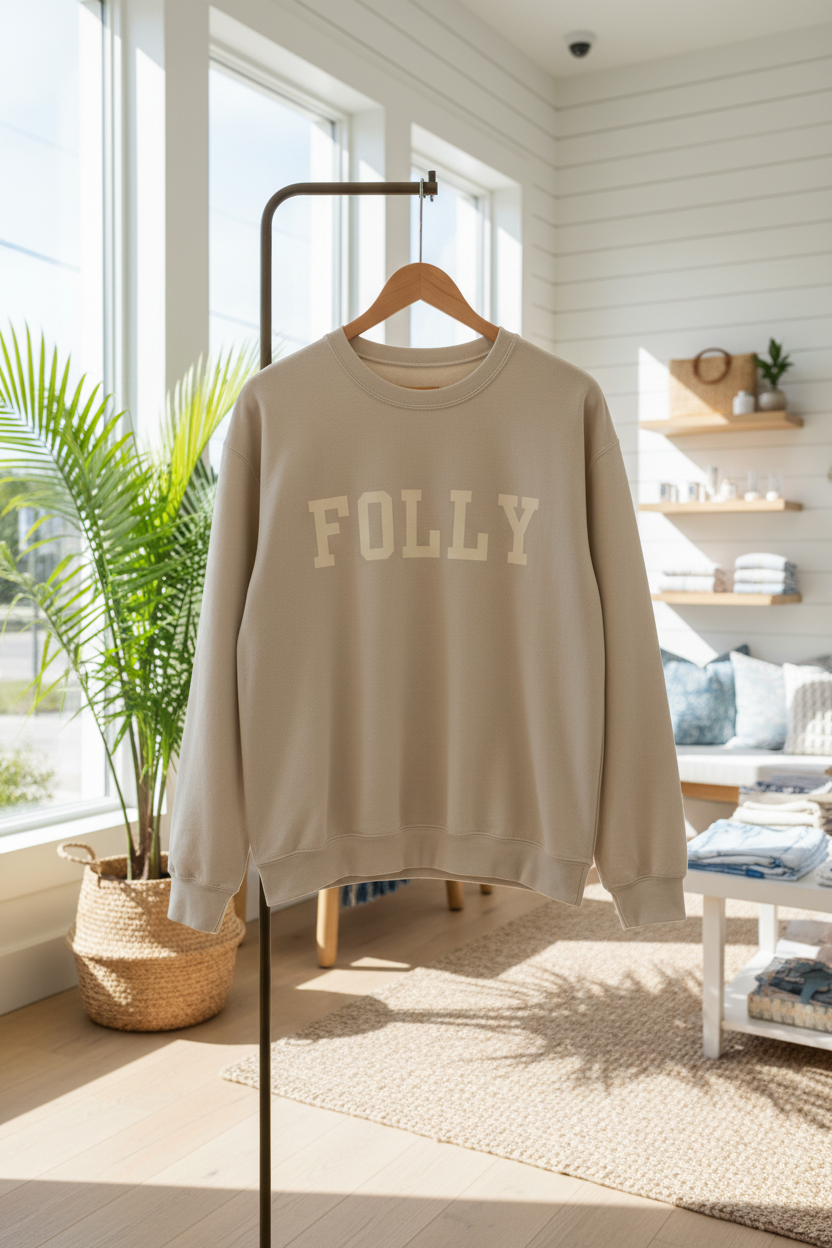 Coastal Collegiate Comfort: The Softstyle Folly Crewneck