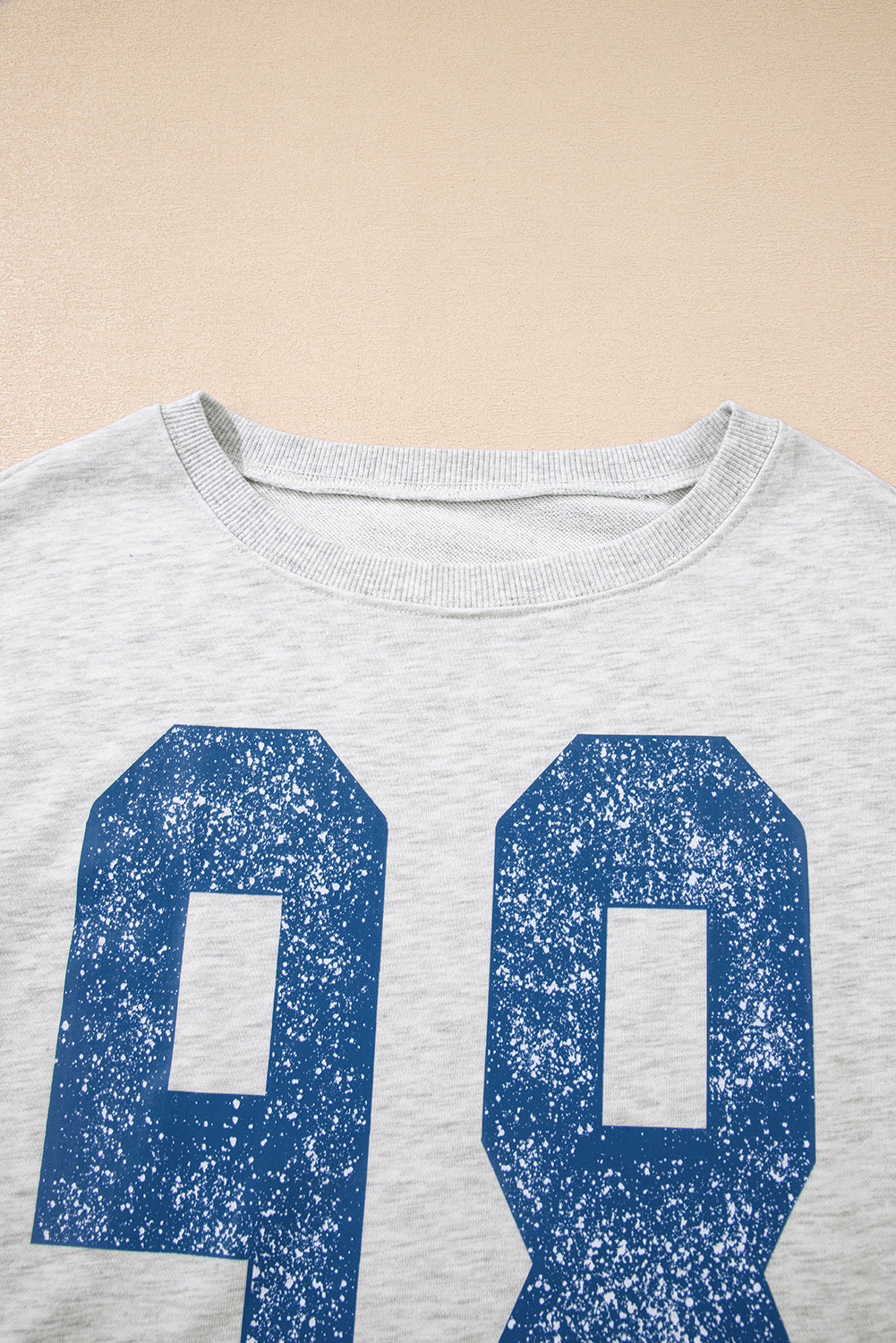 Light Grey Vintage Varsity Print Long Sleeve Top