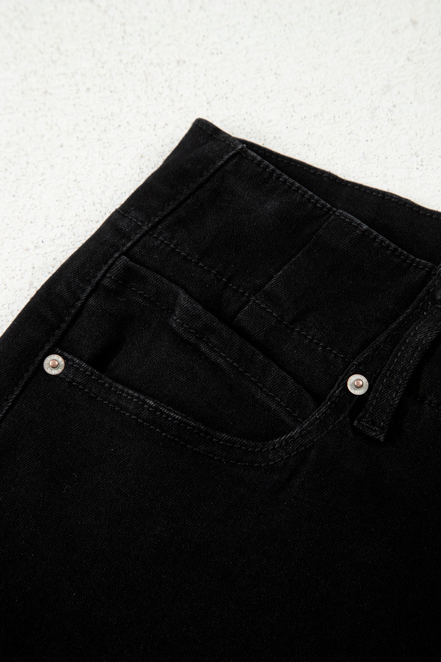 High Waist Stretch Jeans – Double Button Denim Pants