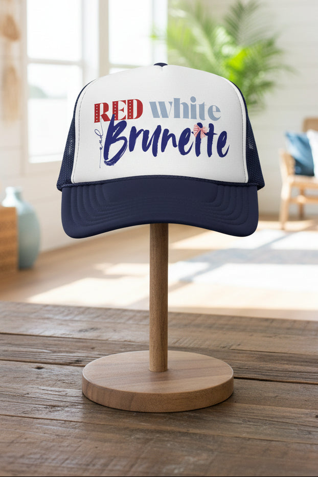 Red, White, and Brunette Foam 4th of July Trucker Hat