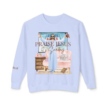 Jesus & NFL Sunday Crewneck – Funny Football Sweatshirt – Sunday Faith + Football Apparel