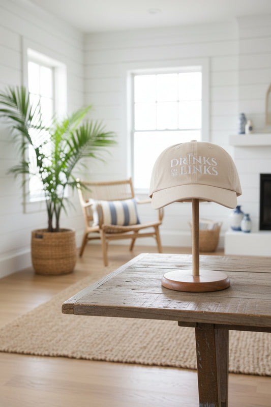 "Drinks on the Links" – Isle of Palms Coastal Golf Vibes Cap - Drinks on the Links, Trendy Golf Hat, Father's Day Gift, Casual Everyday Wear, Outdoor Accessories