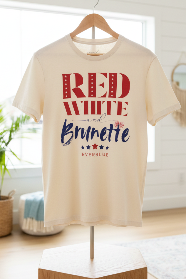 Red White and Brunette - 4th of July Oversized T-Shirt