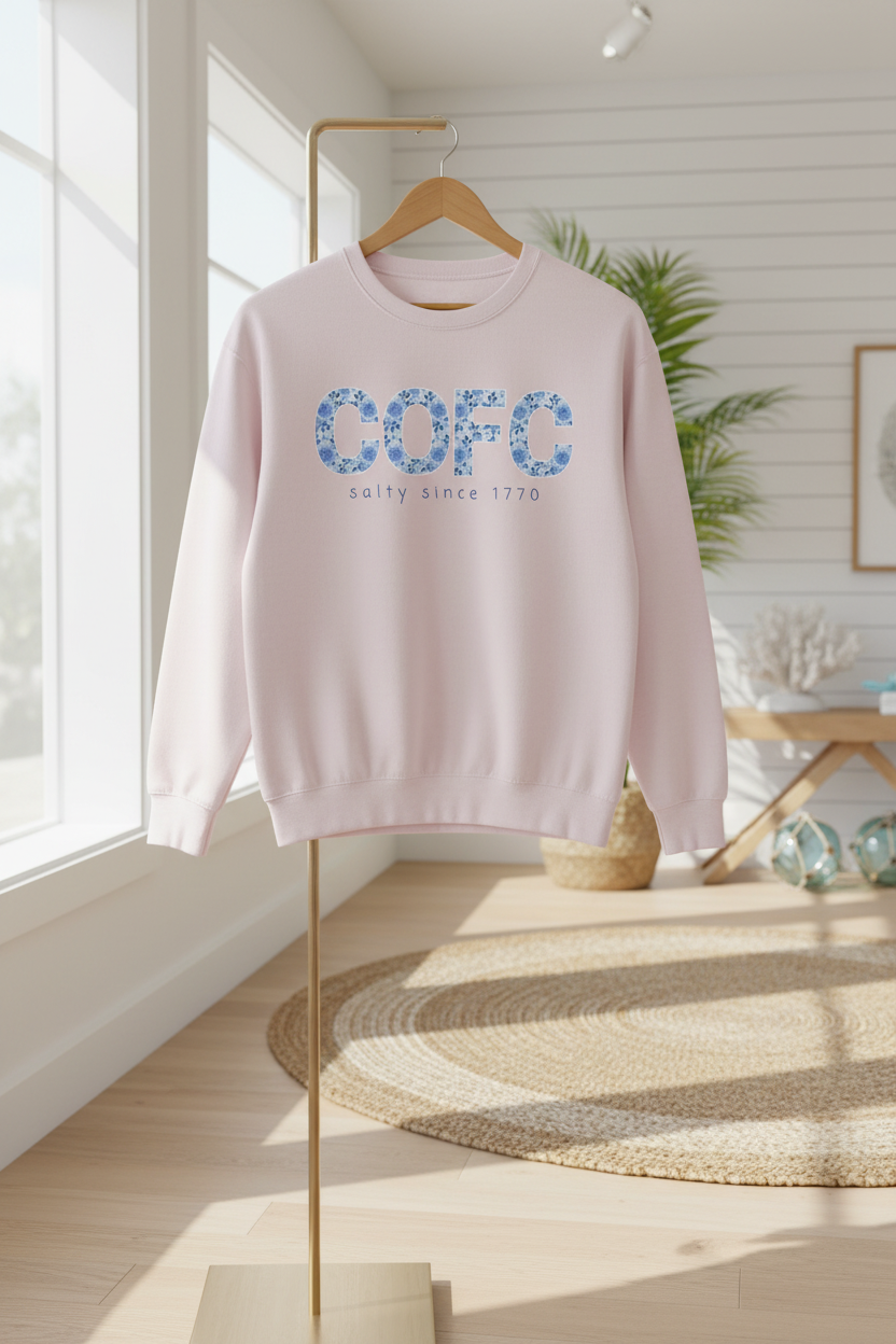 COFC Floral Crewneck – College of Charleston “Salty Since 1770” Edition