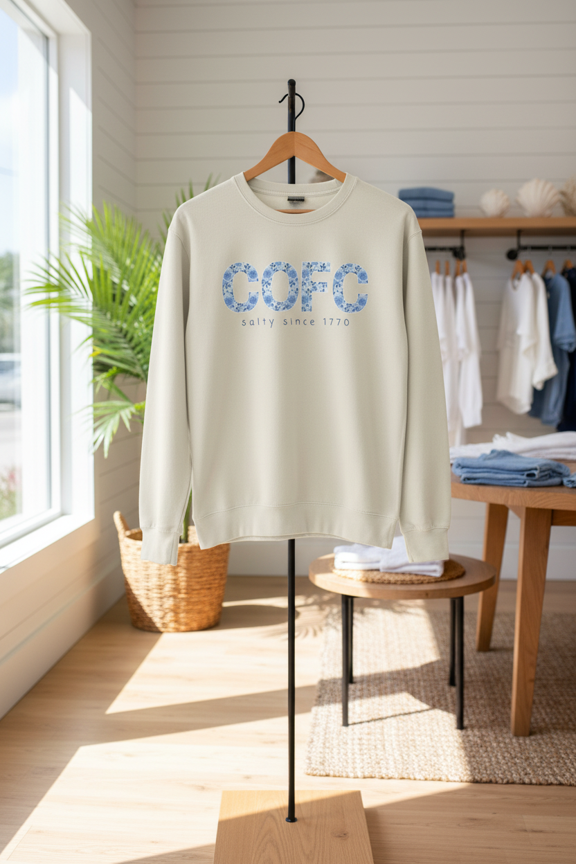 COFC Floral Crewneck – College of Charleston “Salty Since 1770” Edition
