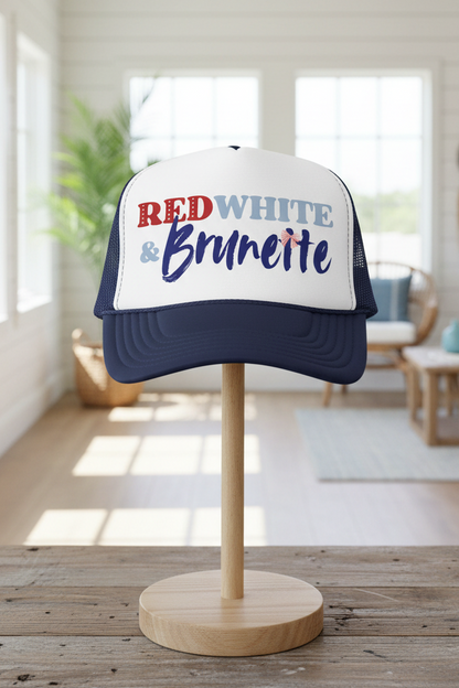 Red, White, and Brunette Foam 4th of July Trucker Hat