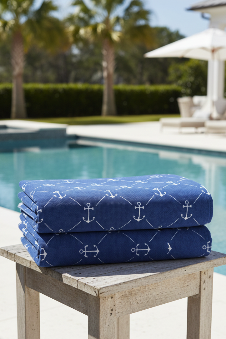 Boho Beach Boulder Cloth - Nautical Anchor Design