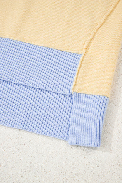 Sky Blue & Buttery Yellow Striped Polo Sweater